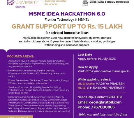 Applications Open: MSME Idea Hackathon 6.0 | Funding up to ₹15 Lakhs